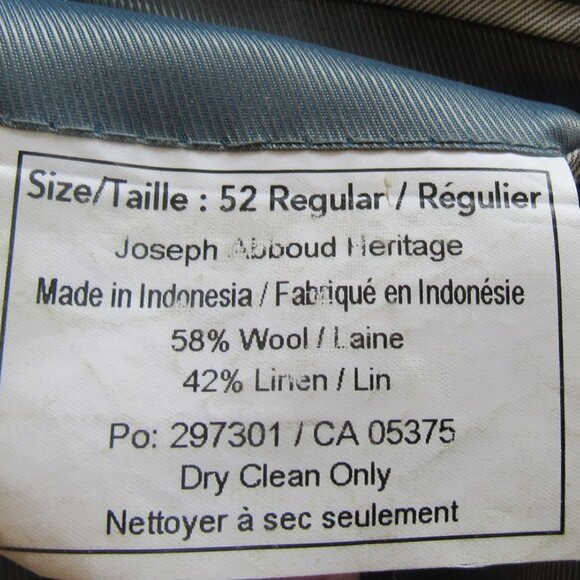 Joseph Abboud Blue Wool / Linen Blend Size 52 Regular, Double Vent, Lined  E399 - Picture 11 of 12